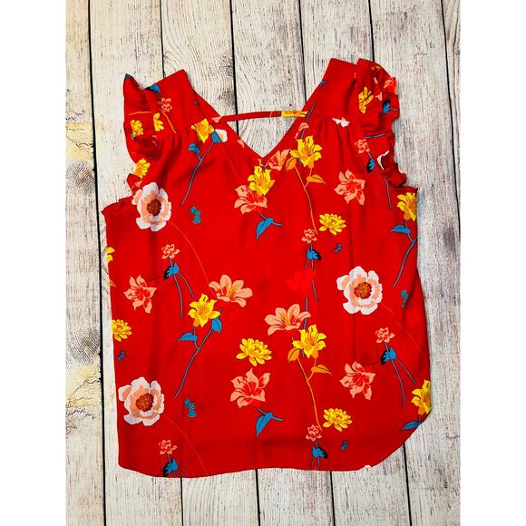 Ann Taylor LOFT red Lilly back bar top size M - Picture 7 of 7